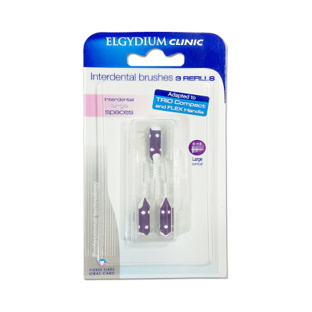 Elgydium Trio Refill Mauve 0.8 Spare Interdental Brushes Purple 3 Pieces