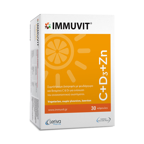 Immuvit Vitamins  Food Supplements C+D3+Zn Blist 30 Caps