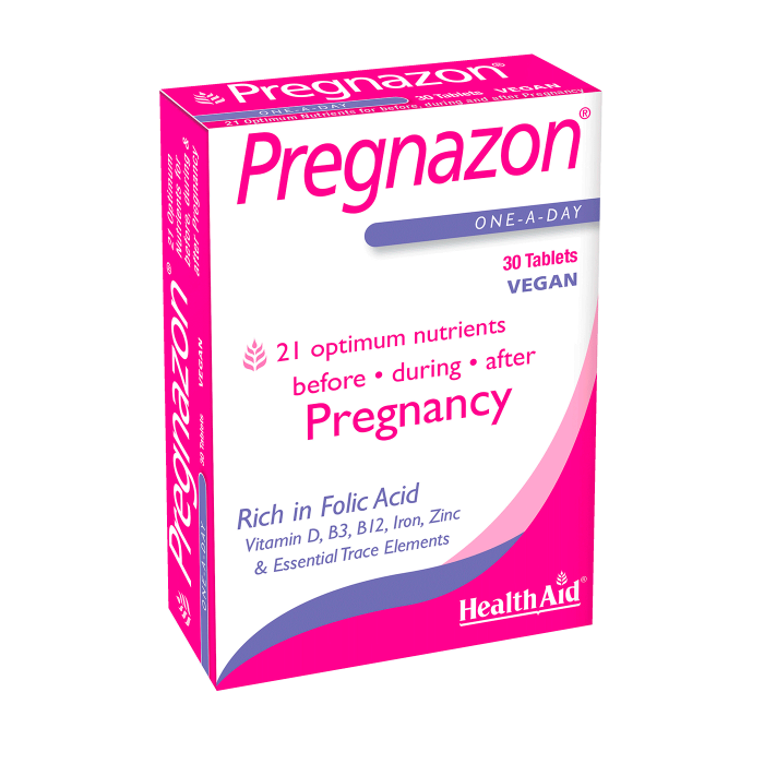 Health Aid Pregnazon Supplement Before, During & After Pregnancy 30 Tablets