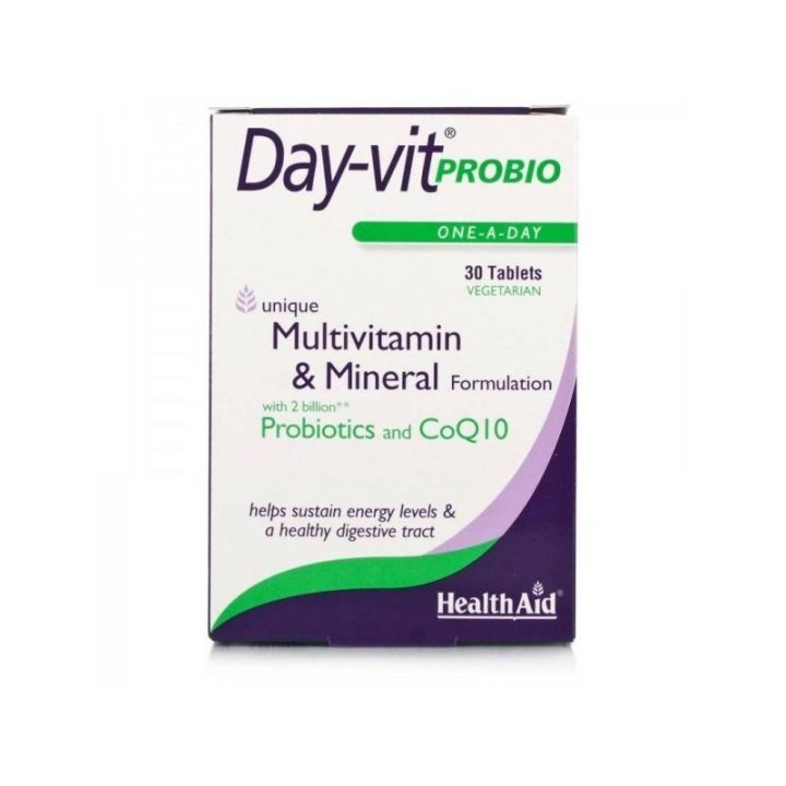 Health Aid Day- Vit Probio Multivitamins & Mineral With Probiotics And Coq10 Helps Sustain Energy Levels & A Healthy Digestive Tract 30 Tablets