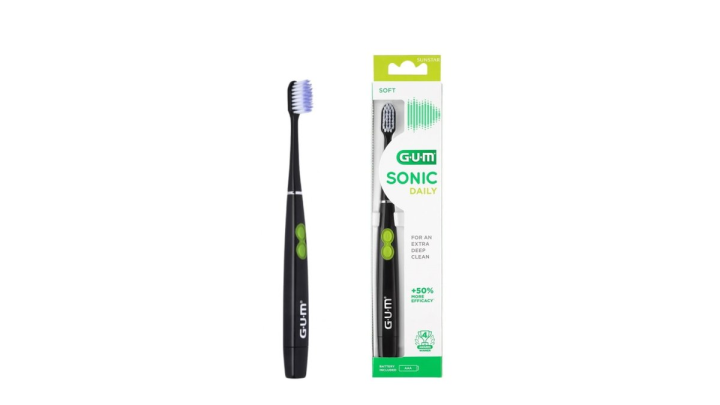 Gum Electric Toothbrush With Aaa Batteries Sonic Soft Black