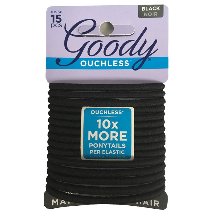 Goody Ouchless No Metal Hair Elastics Black 15 pcs