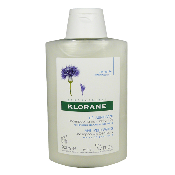 Klorane Centaur Hair Shampoo Against Yellowing White Hair 200Ml