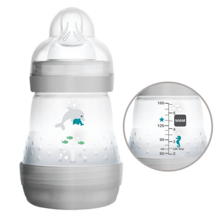 Mam Baby Bottle Easy Start Anti - Colic Grey-Green-White Unise Bottle 160Ml X 0M+