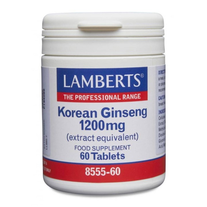 Lamberts Korean Ginseng 1200Mg For Stamina & Concentration 60 Tablets