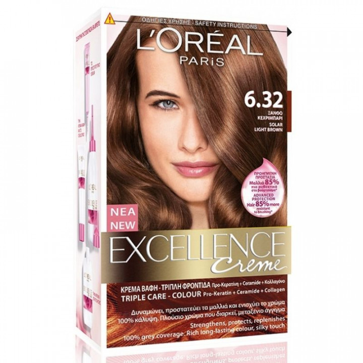 Loreal Excellence Creme Permanent Hair Dye 6.32 Solar Light Brown