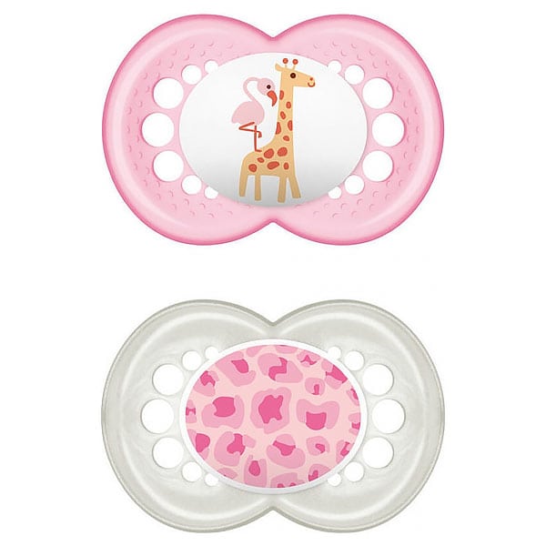 Mam Original Pink / White Silicone Soothers 16M+