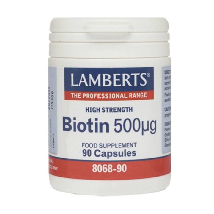 Lamberts Biotin 500Mg Release Energy From Food And Helps The Maintenance Of Hair& Nails 90 Capsules