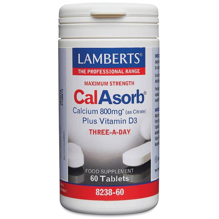 LAMBERTS CALASORB CALCIUM 800MG PLUS VITAMIN D3 60TABLETS