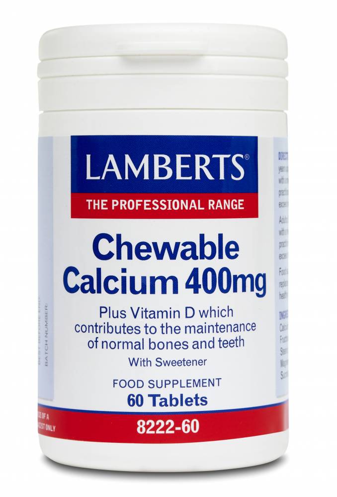 Lamberts Chewable Calcium 400Mg Plus Vitamin D Contributes To The Maintenance Of Normal Bones & Teeth 60 Tablets