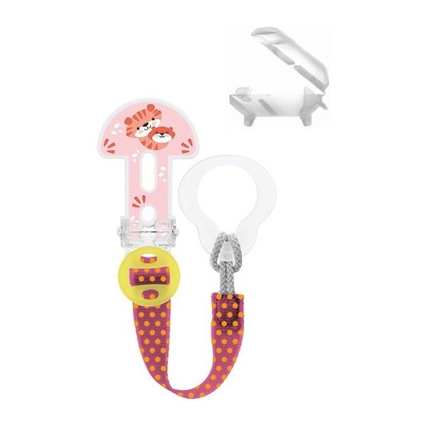 Mam Pink Clip It & Cover 0M+ Strap & Soother