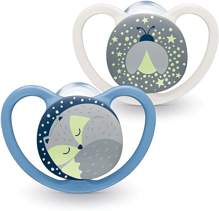 NUK SILICONE SOOTHER SPACE NIGHT BOY 0-6M 2PIECES