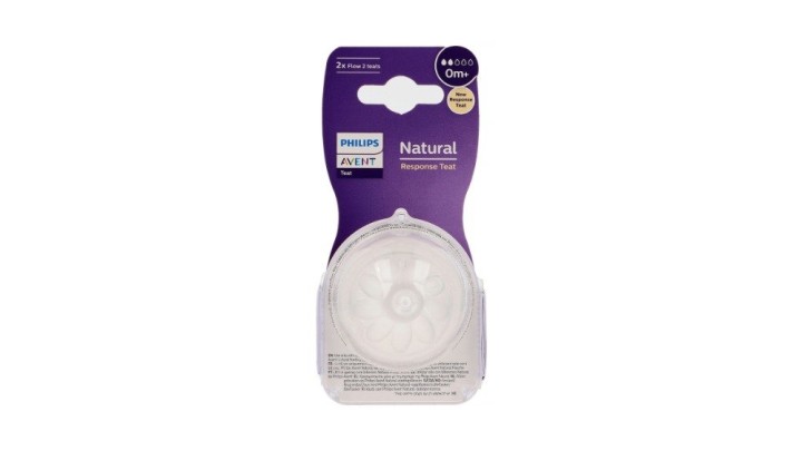 Philips Avent Natural Response baby bottle teats 2 0M+,2X
