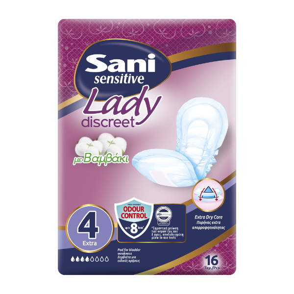 Sani Sensitive Lady Discreet Pads Extra No.4 16 Pcs