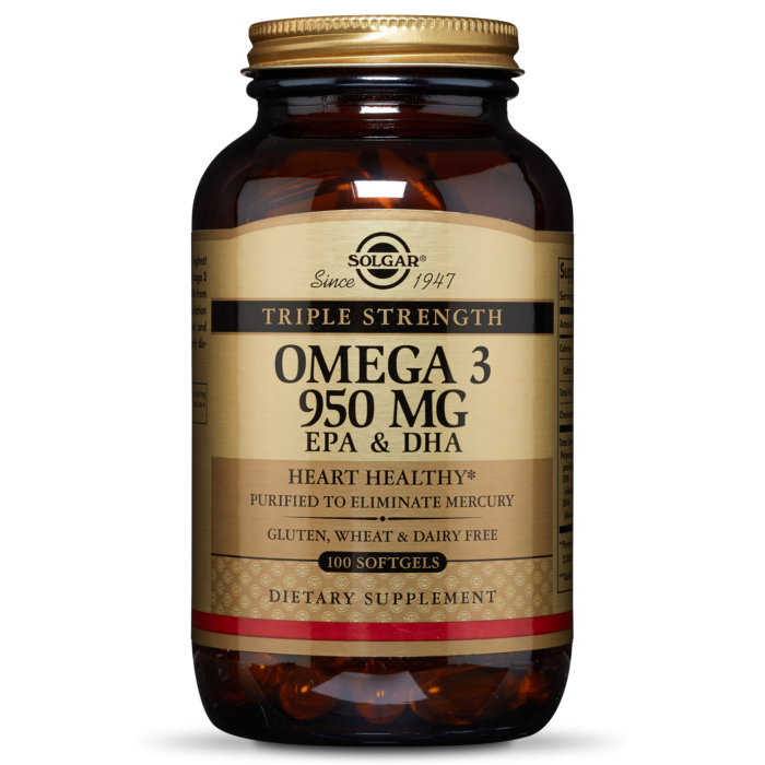 Solgar Omega 3 950Mg Triple Strength For A Healthy Heart Vision And Brain Function 100 Softgels