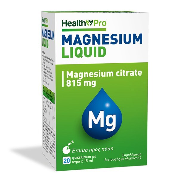 Health Pro Magnesium Liquid 815Mg Nutritional Supplement 20 Sachets X 15Ml