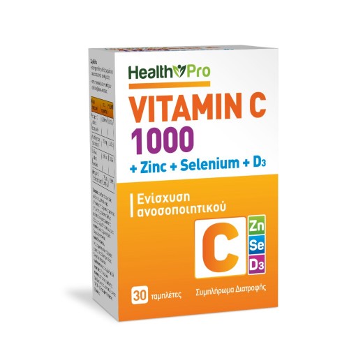Health Pro Vitamin C 1000 + Zinc + Selenium + D3 30 Tabs