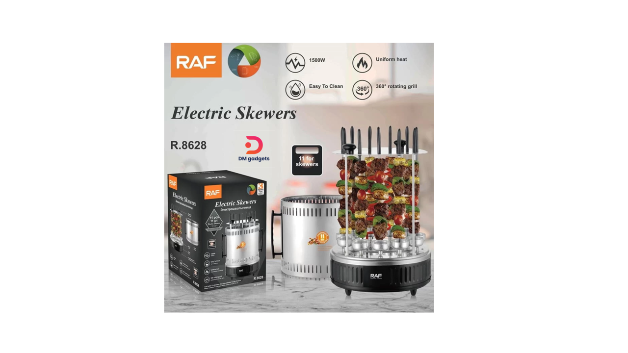 352J#RAF®R.8628 Electric Vertical Grill 1500W 11pcs – Electric Skewers