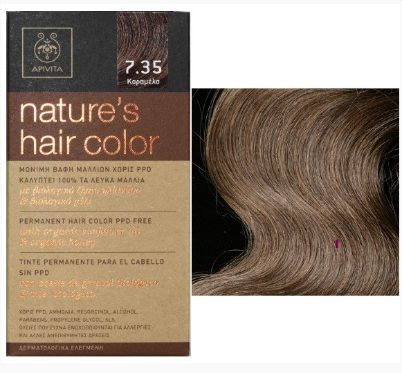 Apivita Natures Hair Dye Color N7.35 Caramel