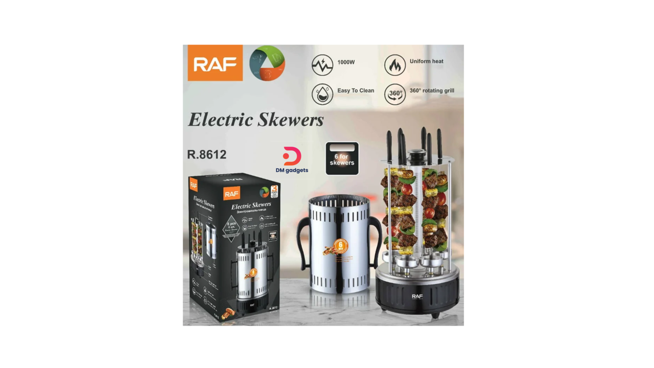 642K#RAF®R.8612 Electric Vertical Grill 1000W 6pcs – Electric Skewers