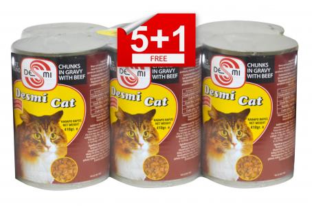 Cat Desmi Beef Chunks In Gravy 410G (5+1 Free)