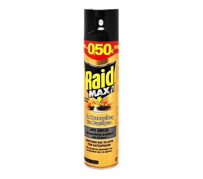 Insecticide Raid Max1 Spray For Ants & Cockroaches 300ml (€0.50 Less)