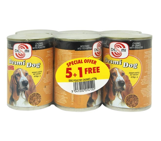 Desmi Dog Poultry Chunks In Gravy 410G (5+1 Free)