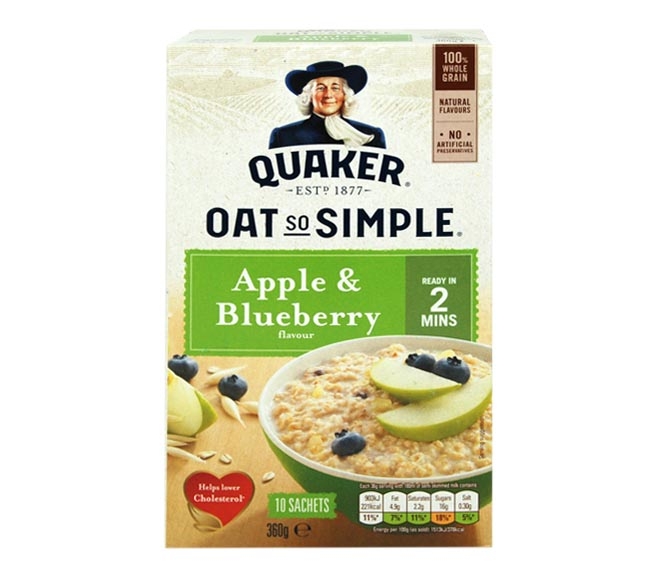 Oats Quaker 360G (10 Sachets)  - Apple & Blueberry Flavour