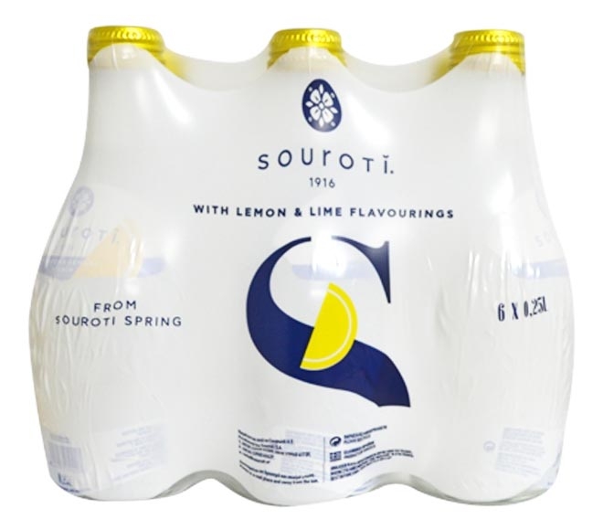 Souroti Sparkling Water Lemon & Lime 6X250ml