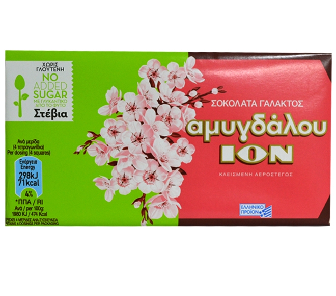 Ion Milk Chocolate Stevia 60G - Almonds