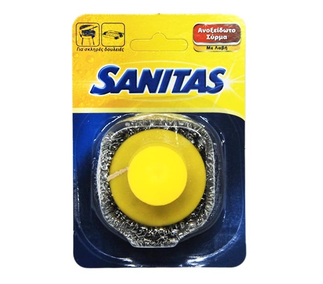 Pads Sanitas Inox Scouring With Handle 1Pcs
