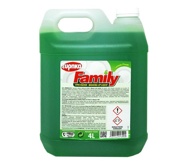 Eureka Dishwash Liquid Family 4L - Lemon Fresh