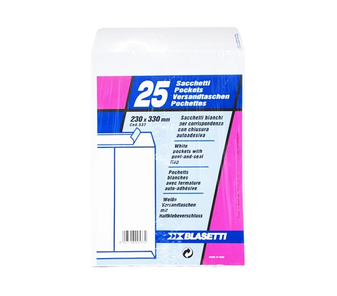Envelopes Blasetti White 25Pcs (230Mm X 330Mm)