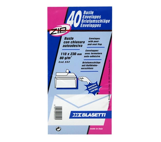 Envelopes Blasetti White 40Pcs (110Mm X 230Mm)