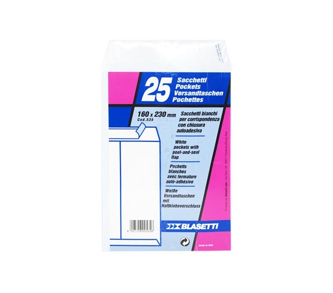 Envelopes Blasetti White 25Pcs (160Mm X 230Mm)