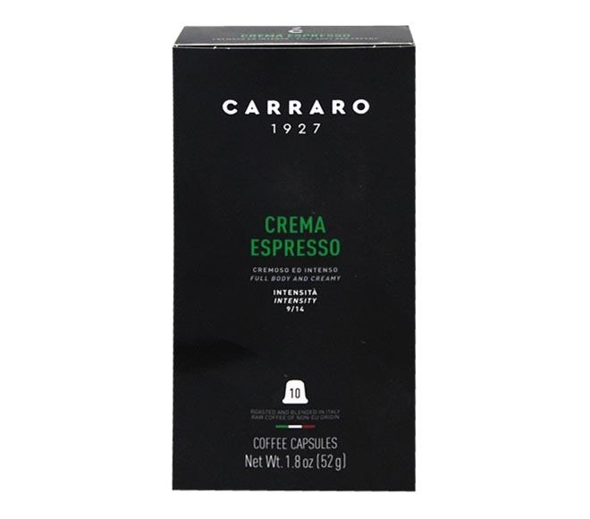 Carraro Espresso Crema Espresso 52G - (10 Caps - Intensity 9)