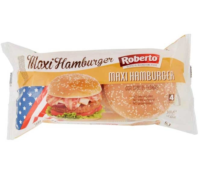 Roberto Maxi Hamburger Buns With Sesame Seeds 4Pcs 300G