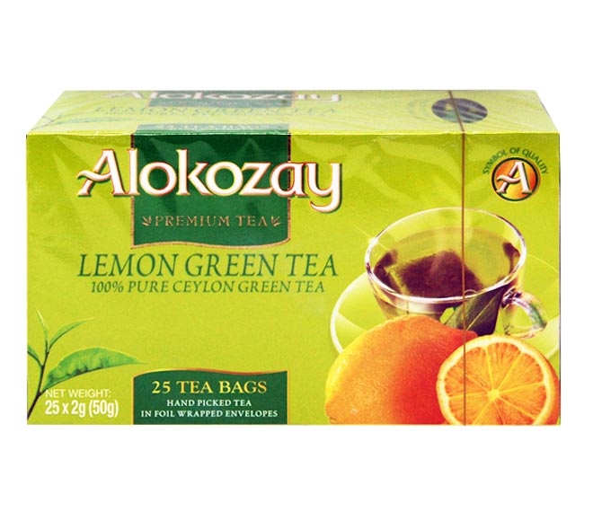 Tea Alokozay (25Pcs) 50G - Lemon Green (100% Pure Ceylon Green Tea)