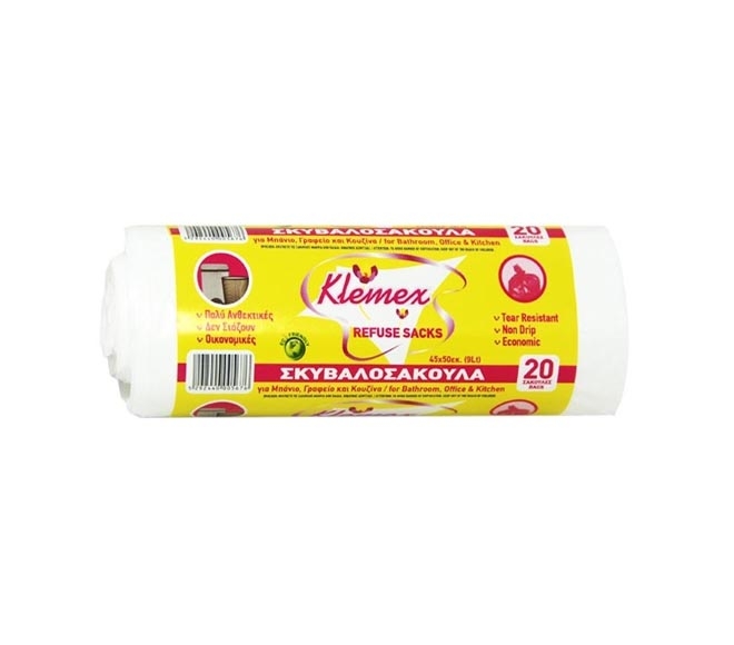 Klemex Garbage Bags White 45cm X 50cm X 20Pcs - Disposable Product