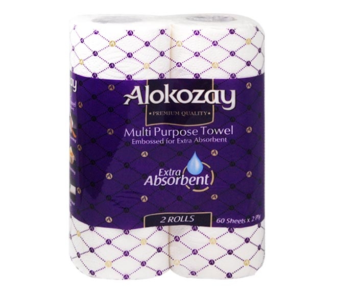 Alokozay Multy Purpose Towel With Extra Absorbent 60X2Ply Sheets 2Rolls