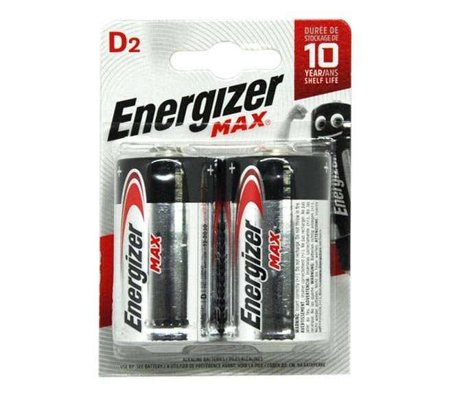 Energizer Max Type D Alkaline Power Batteries, Pack Of 2