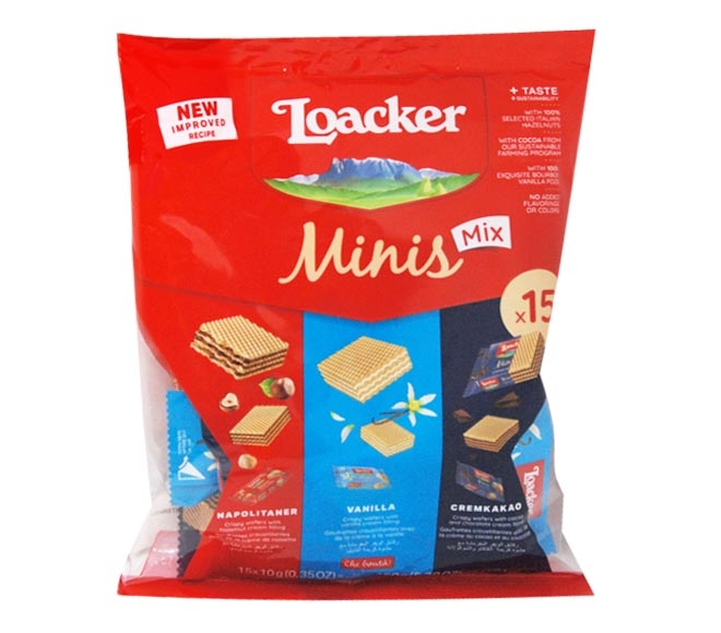 Loacker 15 Minis Mix 150G - Napolitaner Vanille Cremkakao