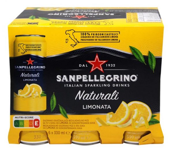 SAN PELLEGRINO can Sparkling lemon water 6x330ml