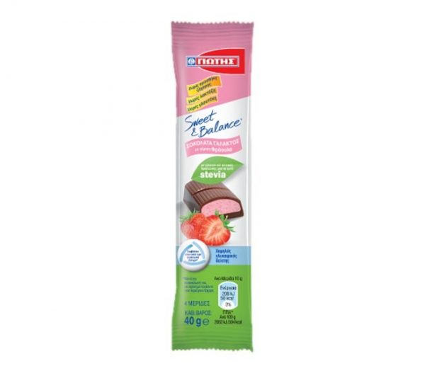 YIOTIS sweet & balance chocolate with stevia 40g - strawberry