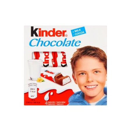 KINDER MILK CHOCOLATE BARS x4 50G