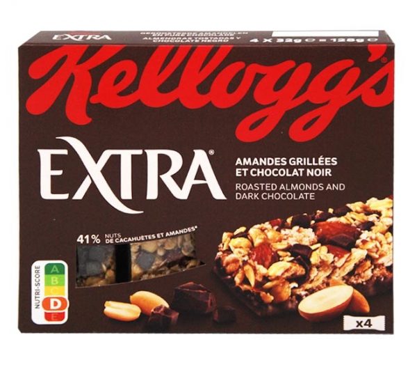KELLOGGS bars Extra roasted almonds & dark chocolate 4x32g