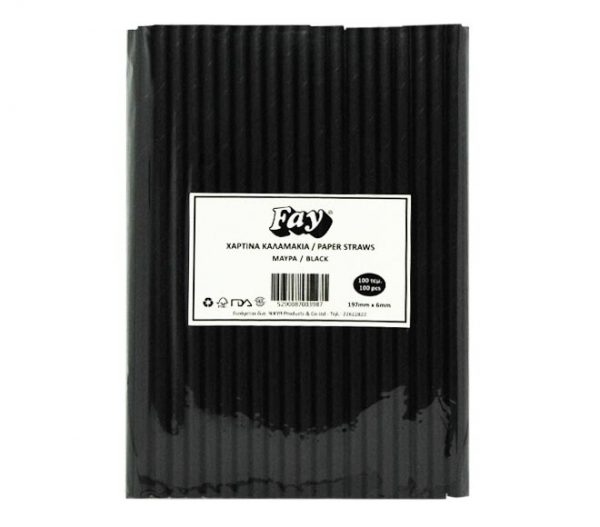 FAY straws paper black 100pcs