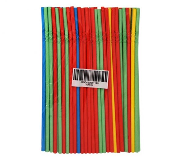 STRAWS paper flexible mixed colours 100pcs