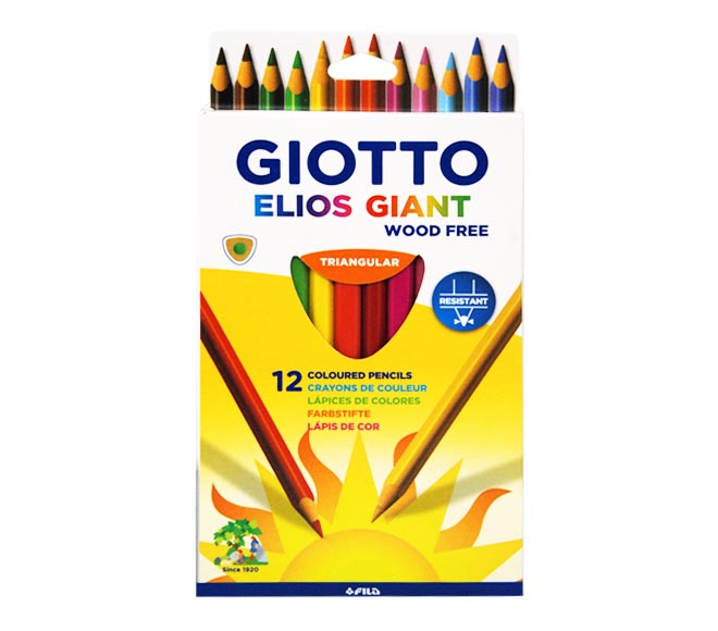 Giotto Writing Pencils Elios Giant Coloured 12Pcs