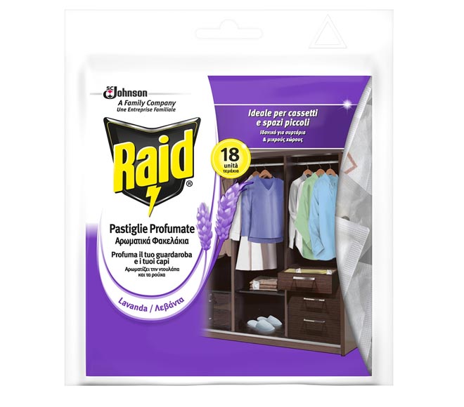 Raid Aromatic Sachets For Wardrobe 18Clepcs - Lavender